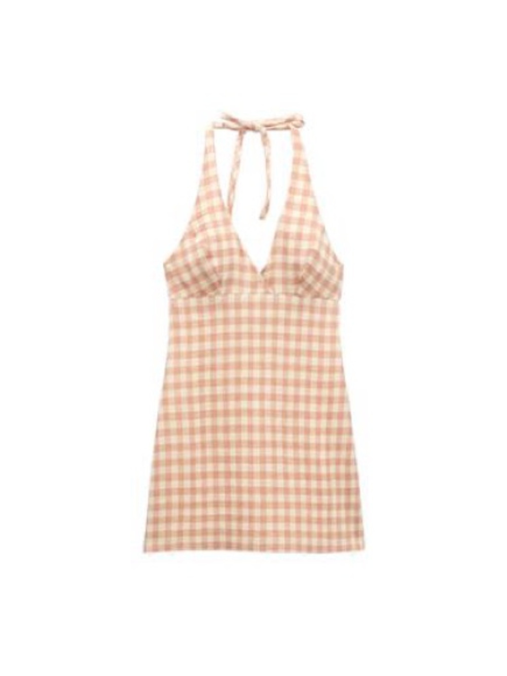 Halter Gingham Swim Dress in Beige & pinkish never worn